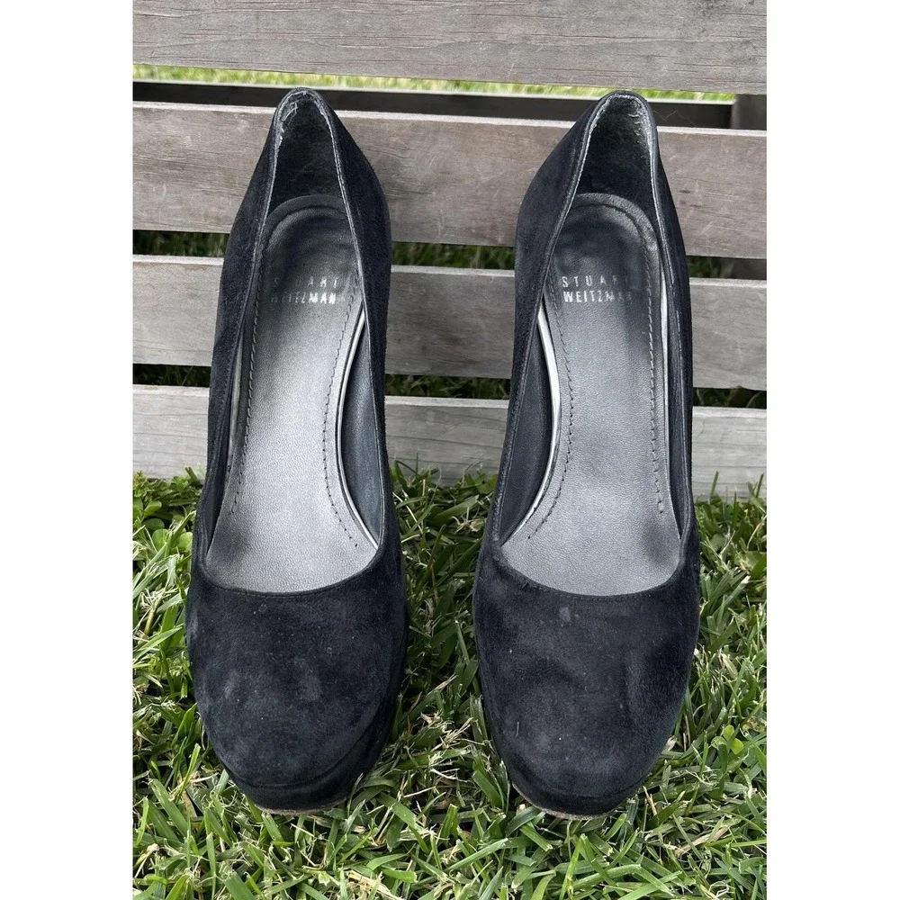 Stuart Weitzman Shoes Womens Size 6 Black Suede Platform Stiletto Pumps Heel